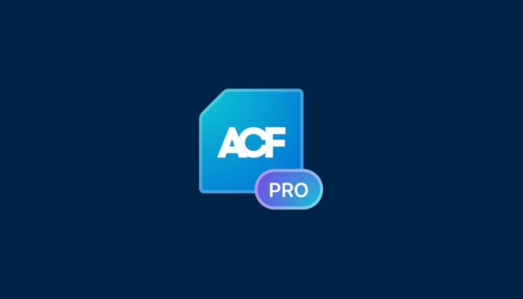 A stylized icon featuring a blue file shape with the letters "ACF" prominently displayed in white. Adjacent to the file is a rounded button labeled "PRO" in a gradient of purple and blue. The background is a dark blue color, enhancing the visibility of the icon and text.